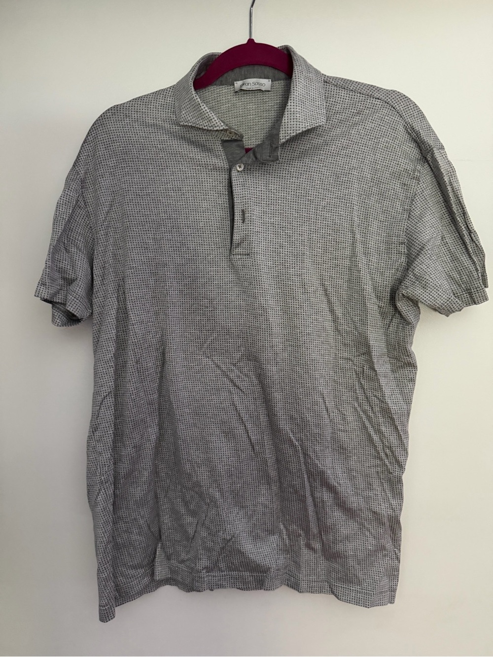 Gran Sasso Men's Grey Micro-Check Polo